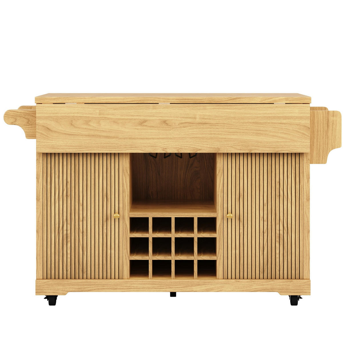 SERVIERWAGEN mit ausklappbaren Tischenden und Stauraum 142,5 cm Natural Wood - Naturfarben, Holz (80/95/142.5cm) - Beauniv