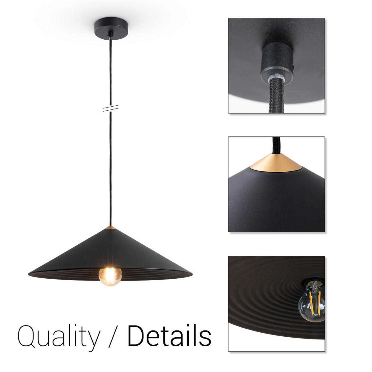 PENDELLEUCHTE Rollina L - Schwarz, Metall (42/42/13.4cm) - Paco Home