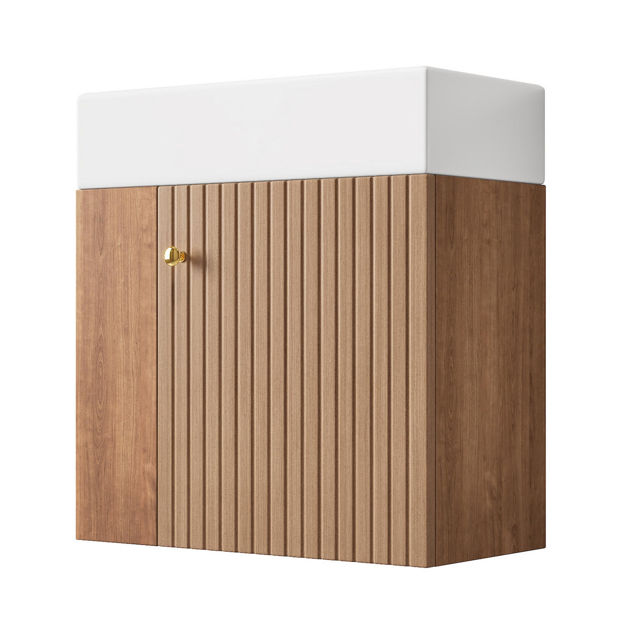WASCHTISCH mit Unterschrank 55cm Keramikbecken Braun - Braun, Holzwerkstoff (55/66.5/31cm) - Urban Meuble