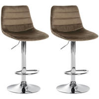 BARHOCKER 2er Set Samt braun - Chromfarben/Braun, Textil/Metall (45/89/46cm) - CLP