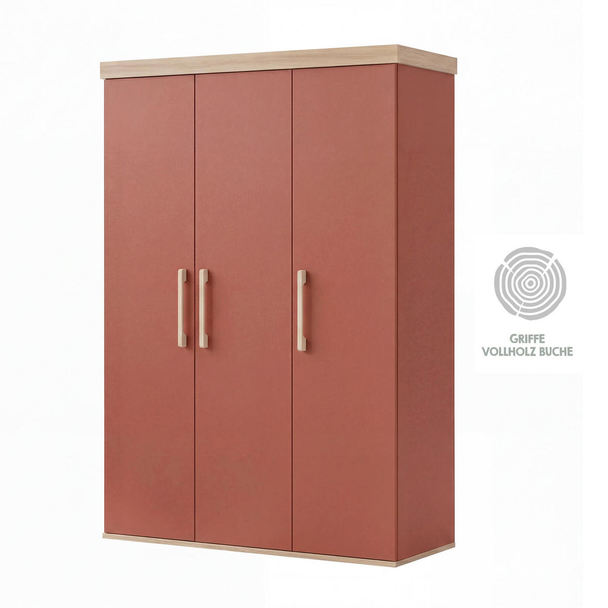 KINDERKLEIDERSCHRANK Jimmy Mauve - Eichefarben/Mauve, Holzwerkstoff (138/195/53cm) - Roba