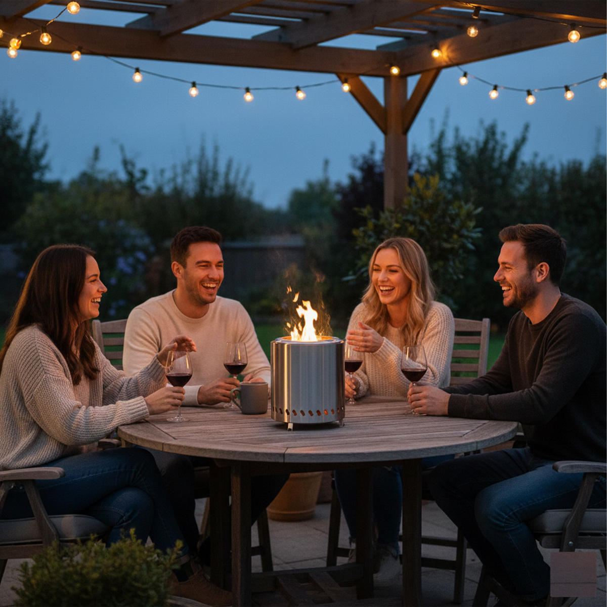 RAUCHFREIER Tischkamin - Silberfarben, Metall (22.5/25/22.5cm) - Relaxdays