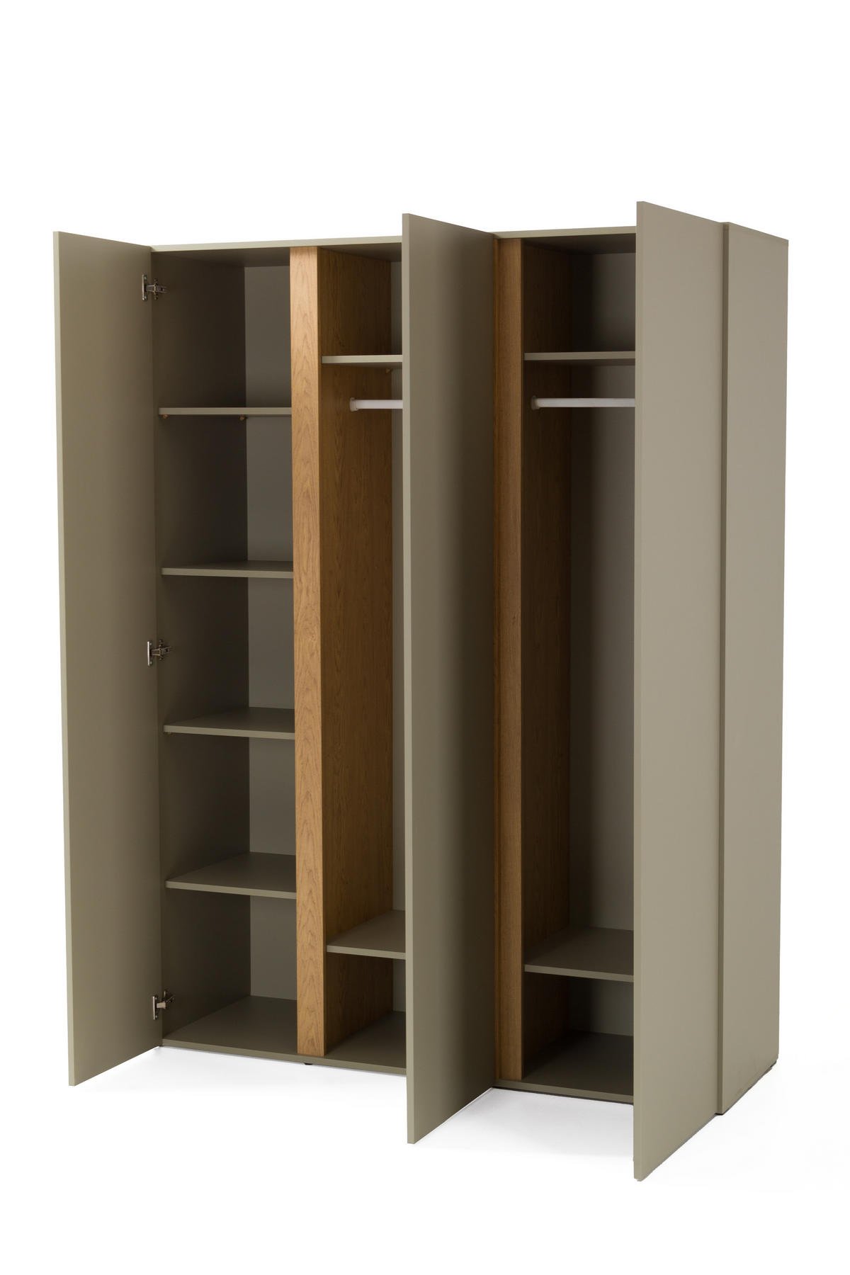 DREHTÜRENSCHRANK MURO 145/195/50cm 3-türig mit Spiegel Grün - Grün, Holzwerkstoff (145/195/50cm) - MASSENO