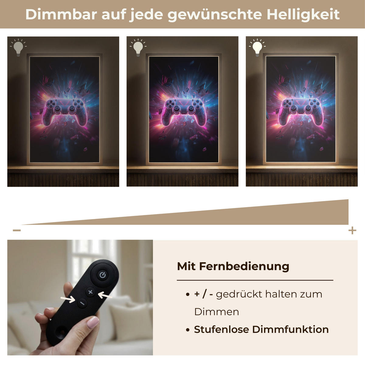 NÁSTĚNNÁ LAMPA S AKUMULÁTOREM Controller - Neon - Explosion - Abstraktní 40x60 cm - fialová, kompozitní dřevo (40/60/8cm)