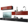 WOHNWAND Nublo Klappen in Bordeaux Hochglanz - Bordeaux, Holzwerkstoff (279/147/39cm) - Vladon