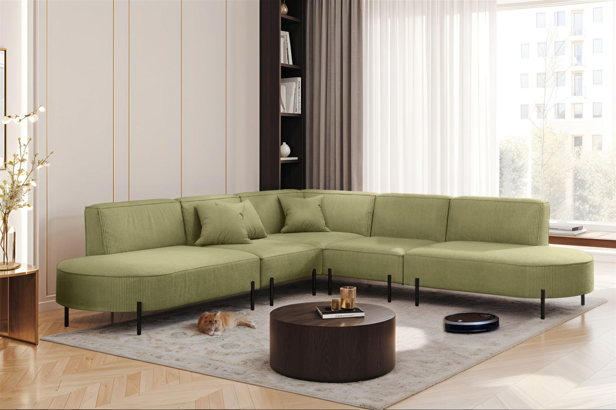 ECKSOFA Valencia - Opal, Holzwerkstoff/Textil (303/303cm) - Fun Möbel