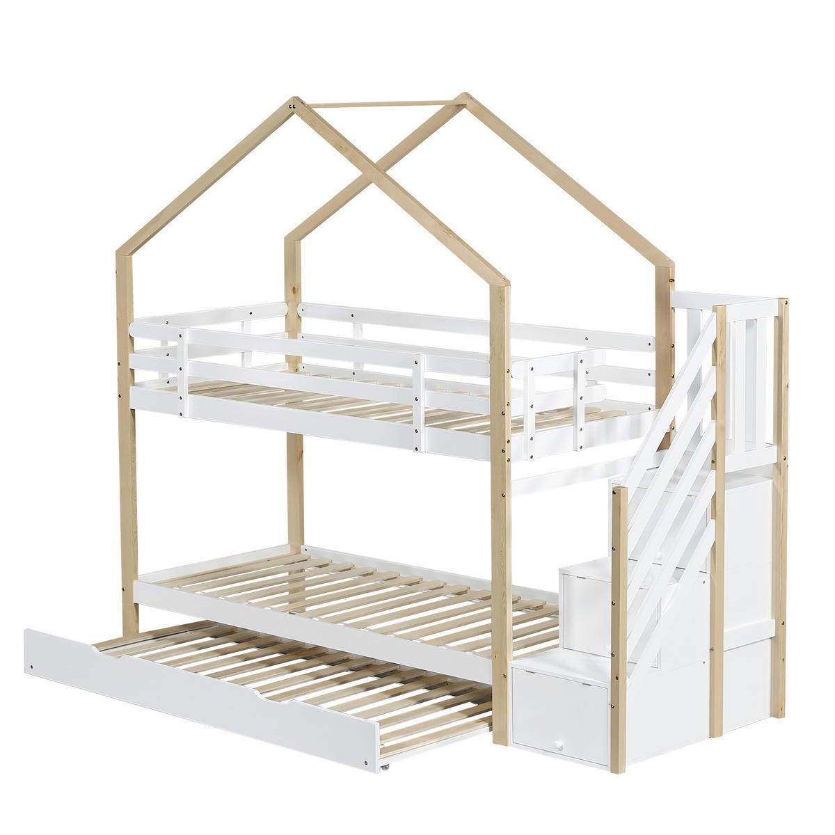 ETAGENBETT Baumhausdesign Natur/Weiß - Naturfarben, Holz (90/200cm) - ComfortXL