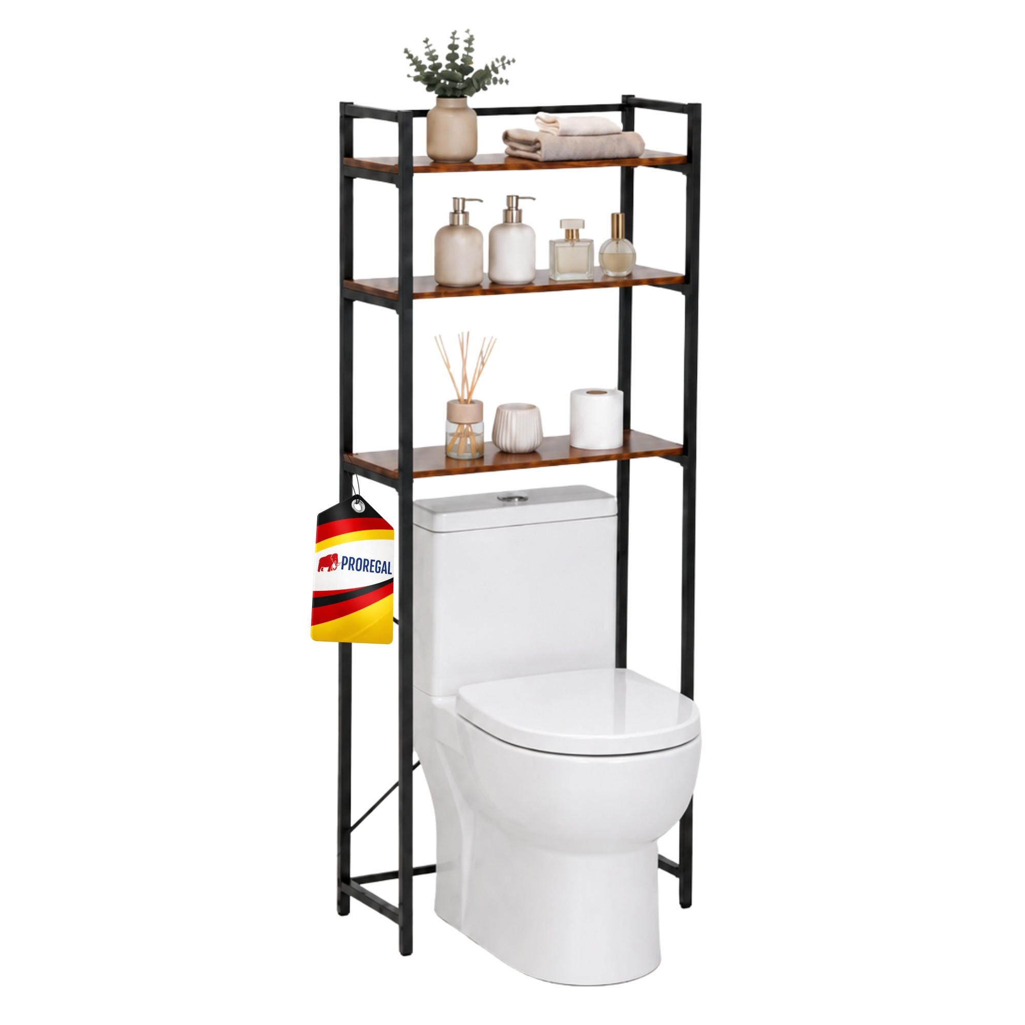 Proregal Badezimmerregal Schwarz 63x157x28 cm
