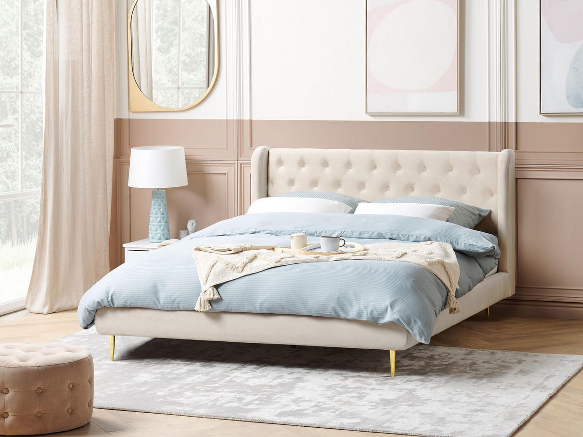 POLSTERBETT 180/200 cm Beige Forbach - Beige, Textil (180/200cm) - Beliani