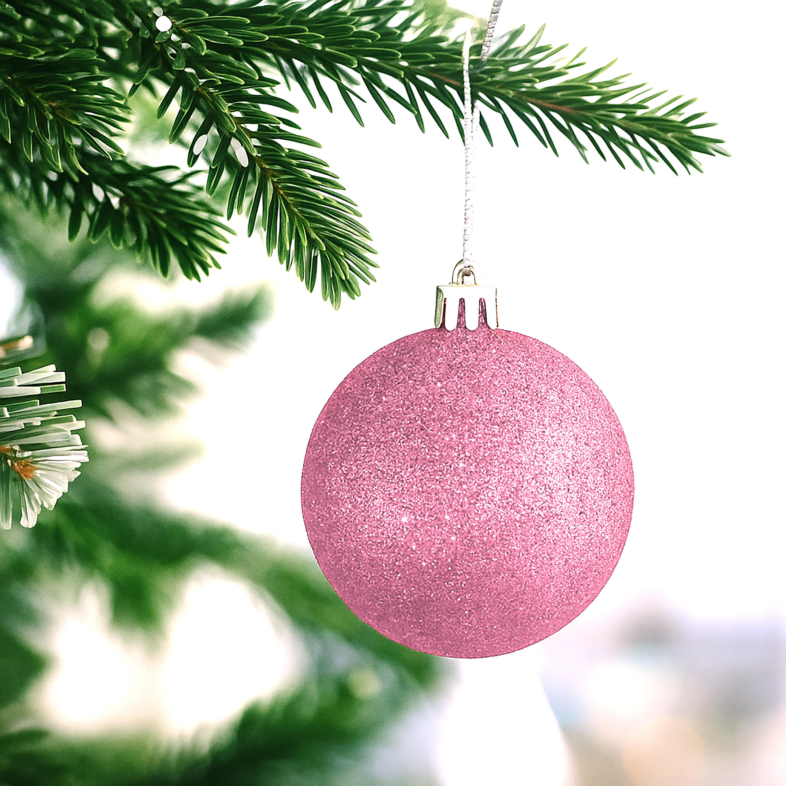 30XWEIHNACHTSKUGELN - Rosa, Kunststoff (6/7/6cm) - Relaxdays