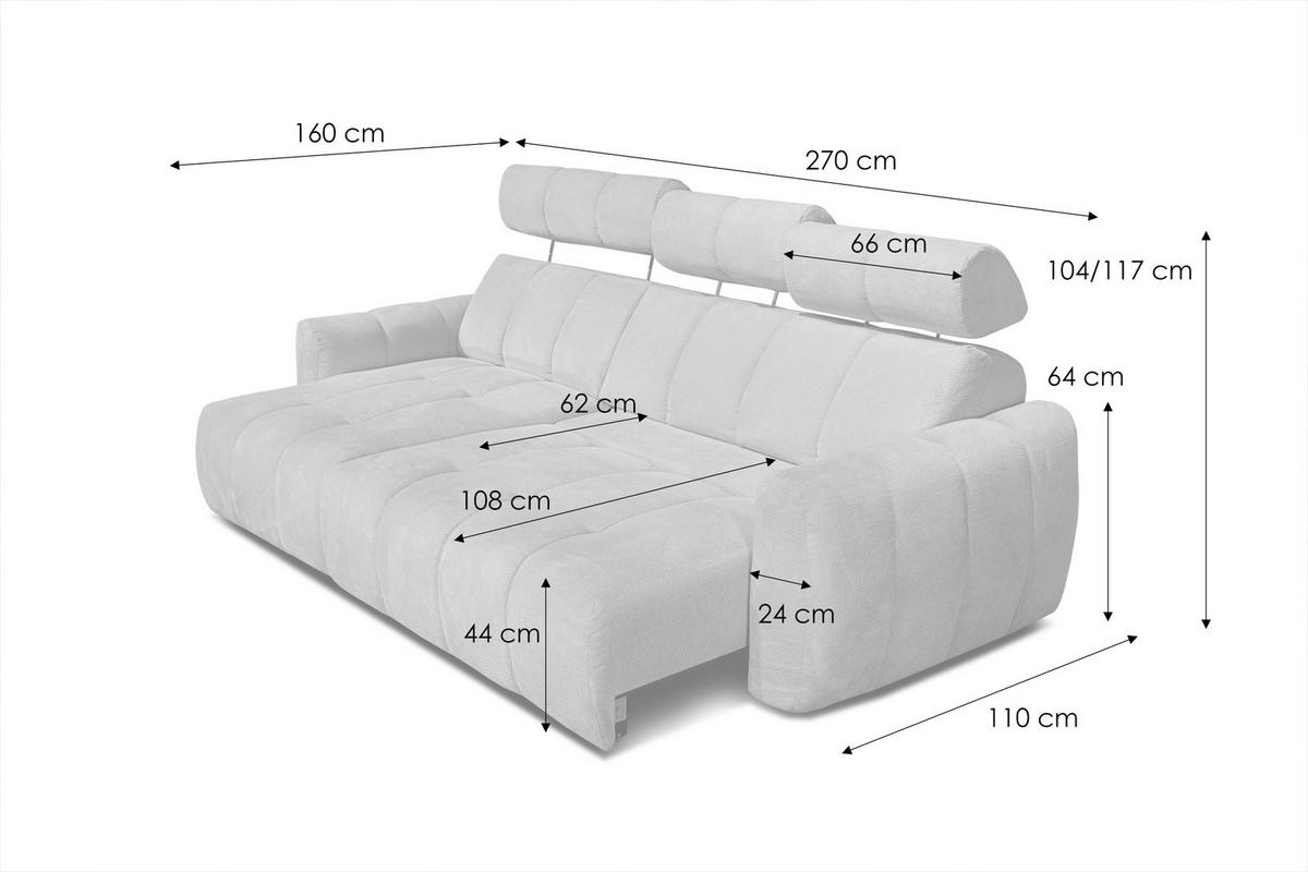 ECKSOFA KIMI 3-Sitzer, ausziehbarer Sitz, verstellbare Kopfstützen, dunkelgrau - Anthrazit/Schwarz, Holzwerkstoff/Textil (270/160cm) - Courtois Laville