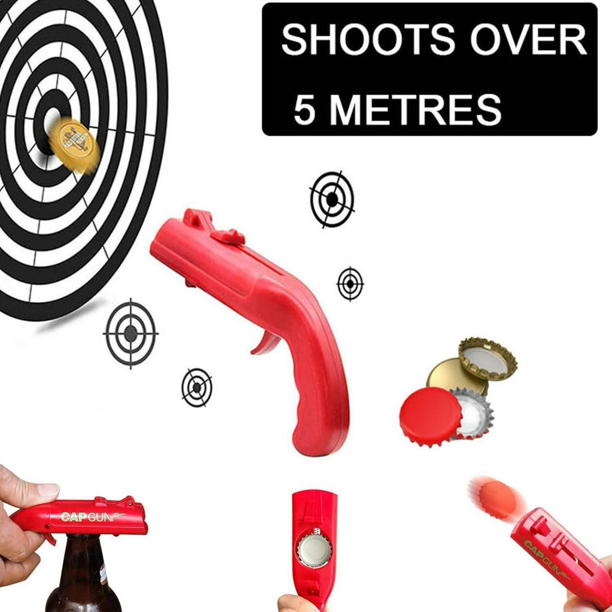 FLASCHENÖFFNER 4er-Set Pistolenform ABS - Multicolor, Kunststoff (13cm)