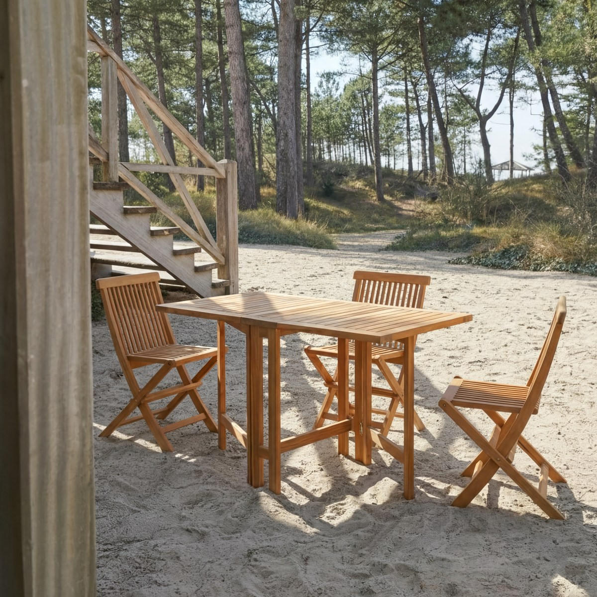 GARTENMÖBEL-SET 3-tlg Capri Braun aus Akazie - Braun, Holz - Tikamoon