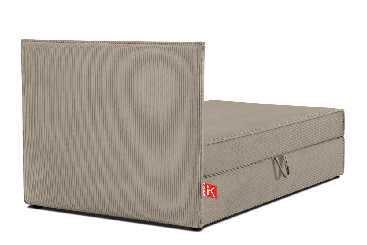 BOXSPRINGBETT ROTI Einzelbett, beige - Beige/Schwarz, Holz/Holzwerkstoff (100/200cm) - KONSIMO®