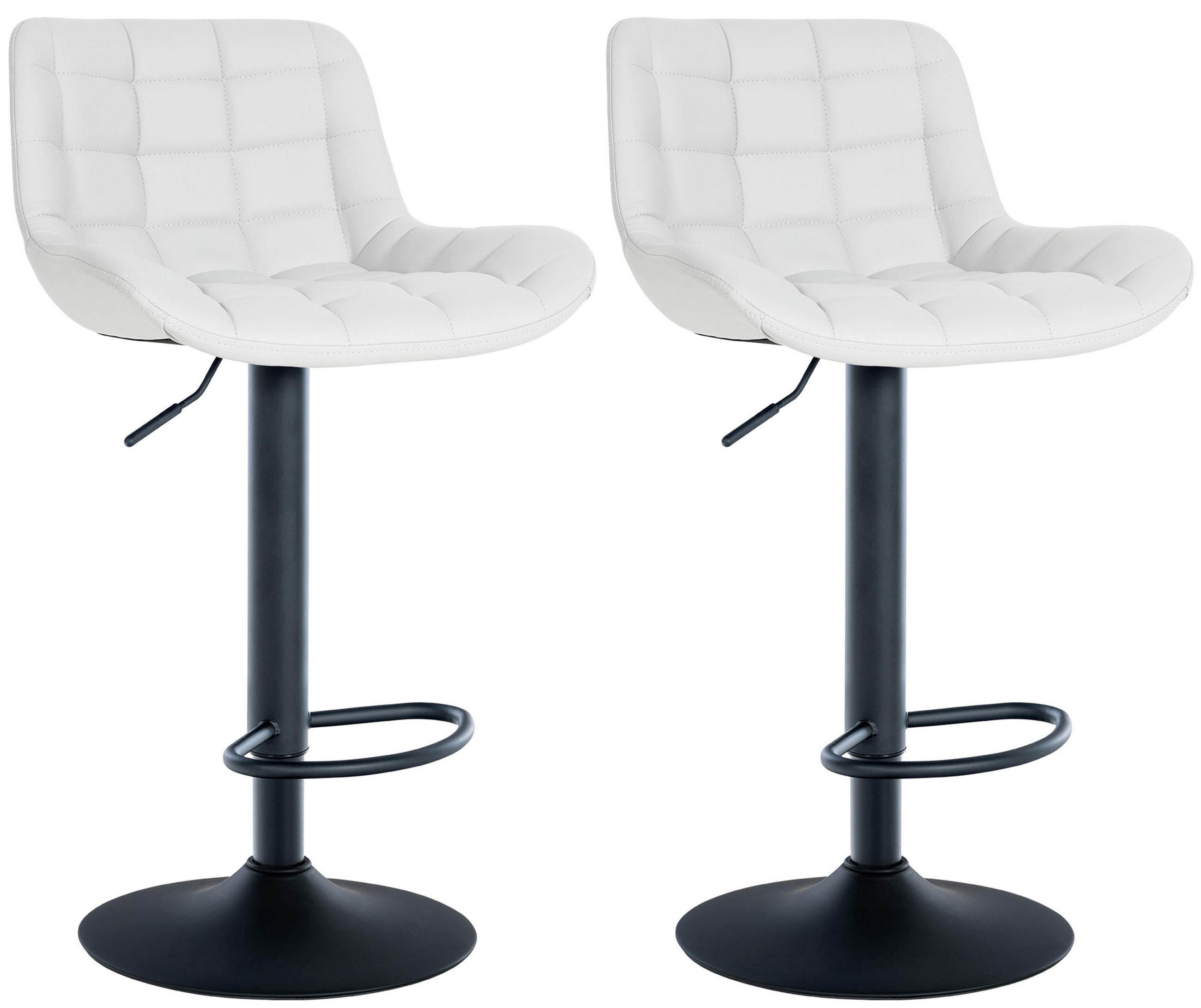 BARHOCKER 2er Set Tower Kunstleder weiß - Schwarz/Weiß, Kunststoff/Metall (48/105/54cm) - TPFLiving