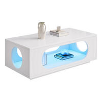 COUCHTISCH LED Weiß App-Steuerung 100x50x35cm MDF Stauraum - Weiß, Holzwerkstoff (100/50/35cm) - FLIEKS