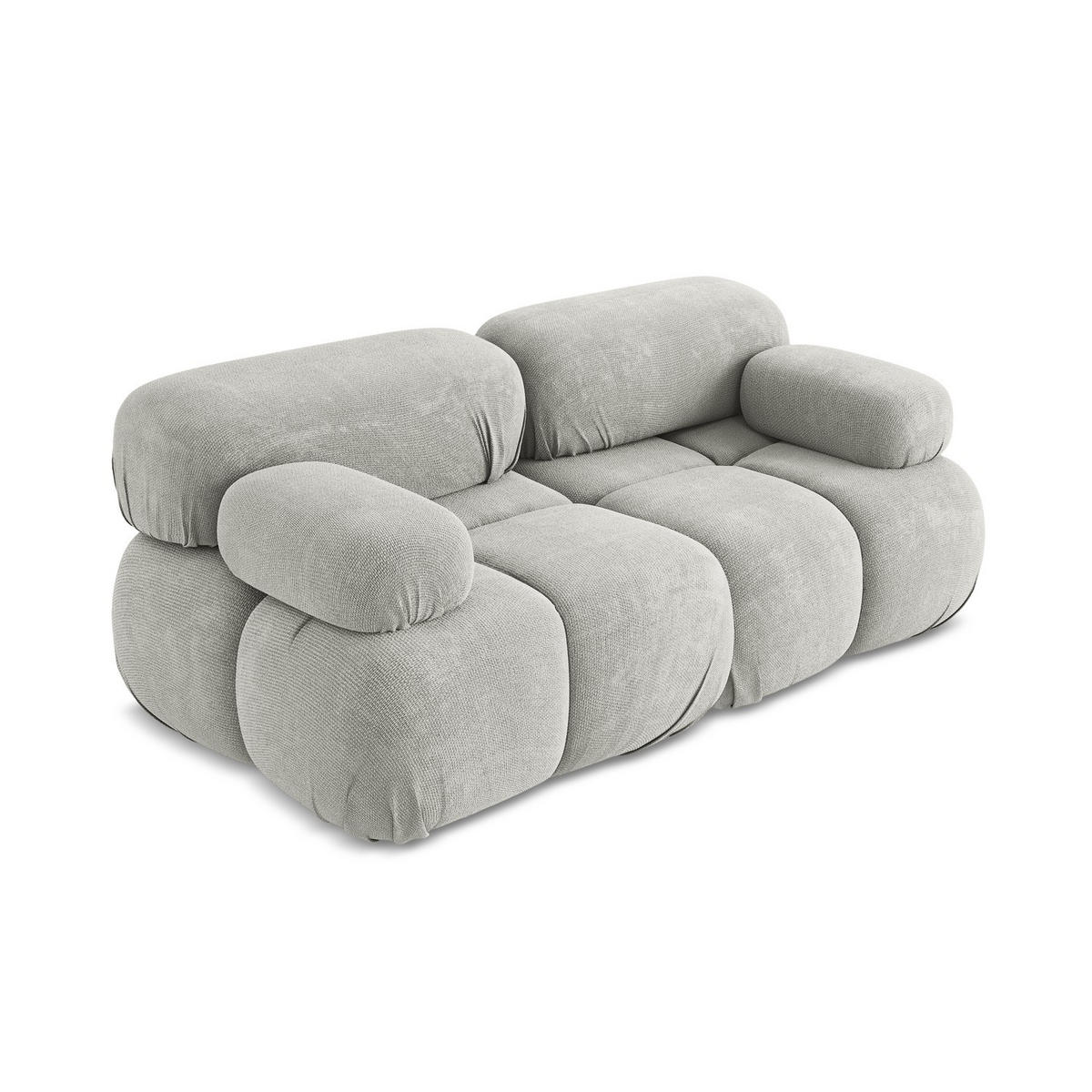 2-SITZER-SOFA Chenille Stoff Grau - Hellgrau/Schwarz, Kunststoff/Textil (190/70/96cm) - LaMiaSofa
