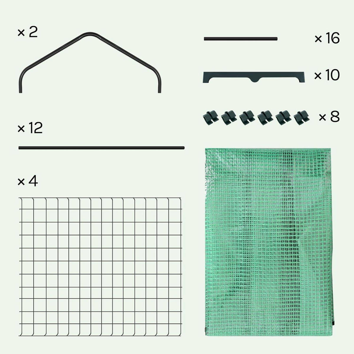 GEWÄCHSHAUS, Winterfest stabil platzsparend, 69 x 158 x 49 cm - Grün, Textil/Metall (70/158/50cm) - Woltu