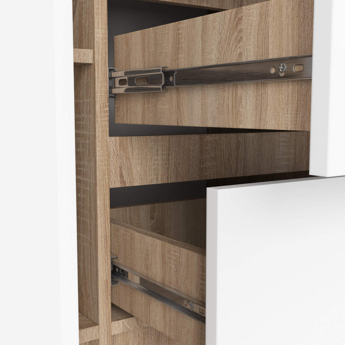 KOMMODE K100 3 Schubladen, 101x76x35 cm, Sonoma-Weiß - Weiß/Sonoma Eiche, Holz (101/76/35cm) - Milordbikes