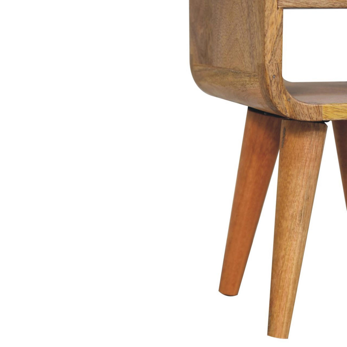 NACHTKASTEN Extra Mini Eichenoptik Geschwungen Unten, 1 Schublade und Offenes Regal, Beige - Hellbraun/Messingfarben, Holz/Metall (20/40/20cm) - Artisan Furniture