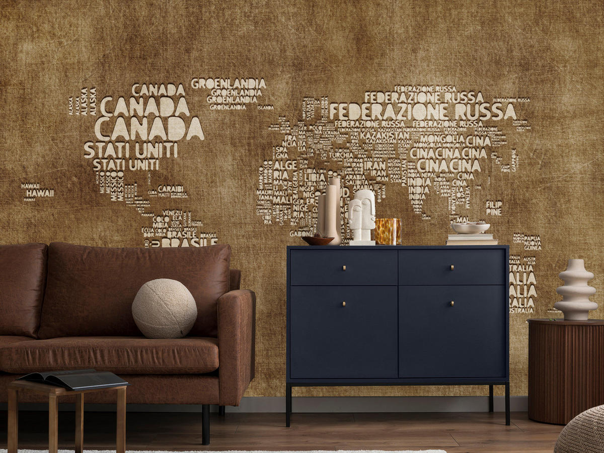 FOTOTAPETE für Büro alte italienische Weltkarte 150x105 - Beige/Braun, Papier (150/105cm) - Muralo