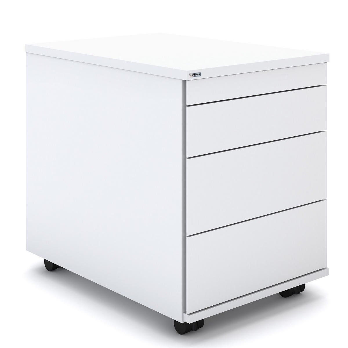 ROLLCONTAINER Pontis mit Metallfront und 4 Schubladen Weiß - Weiß, Holz (41.5/53.3/58.4cm) - ASSMANN