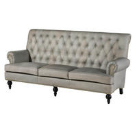 SOFA 3-Sitzer Echtleder 196x84x94 grau CHESTERFIELD #207 - Grau, Leder (196/94/84cm) - Massivmoebel24