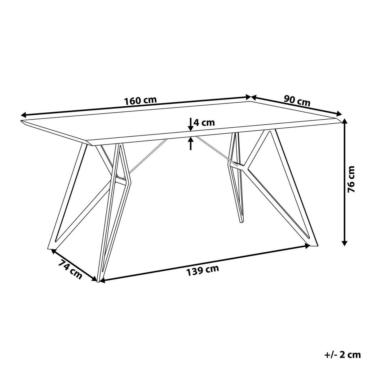 ESSTISCH 160/90/76 cm Hellbraun, Schwarz Rechteckig Buscot - Hellbraun, Holzwerkstoff (160/90/76cm) - Beliani
