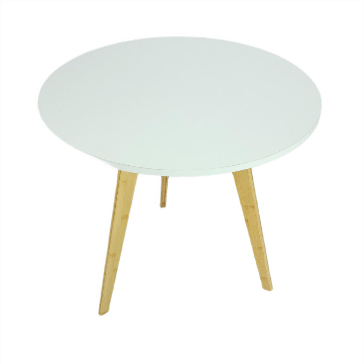 COUCHTISCH Bambus Weiß Naturfarbe rund Ø56 cm - Weiß/Naturfarben, Holzwerkstoff (56/56/56cm) - Begryf