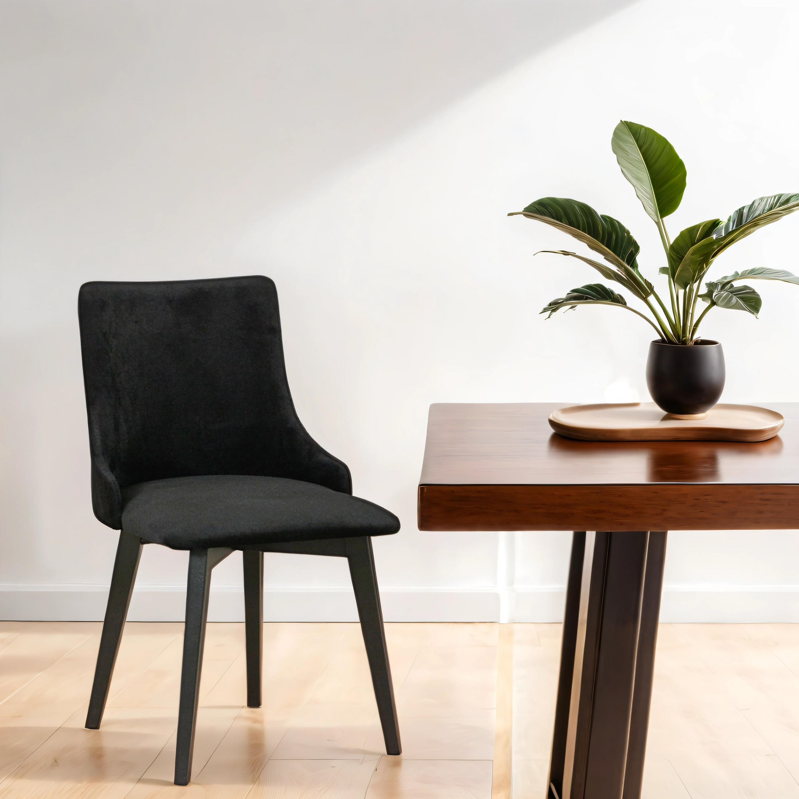 STUHL 4er MONTI 5 , schwarz - Schwarz, Holz (43/83/40cm) - Leaf Design