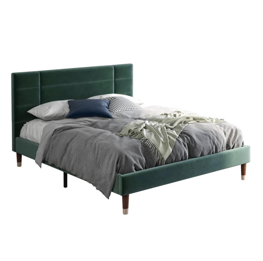 POLSTERBETT 140/200 cm Grün aus Samt mit Lattenrost - Grün, Textil (140/200cm) - OKMYHOME
