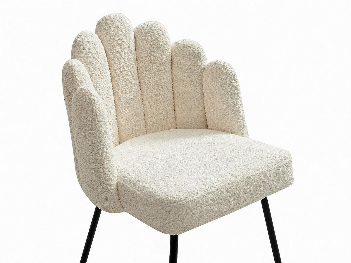 STUHL 2er-Set - Bouclé-Stoff & schwarzes Metall - Cremefarben - ALTINAM - Creme/Schwarz, Textil (55/85/57cm) - Pascal Morabito