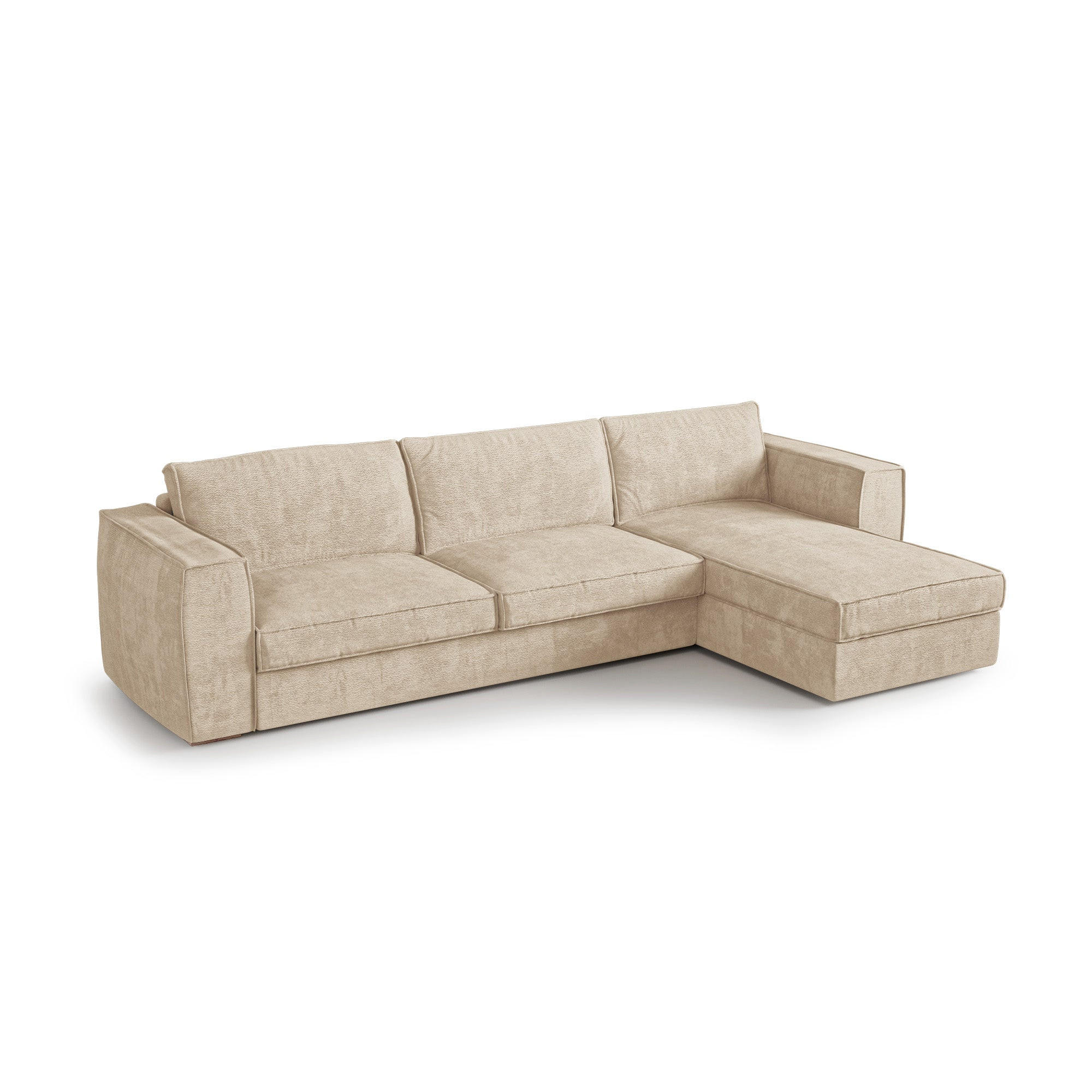 ECKSOFA rechtwinklig MIKA Kettgewebe mit weichem Griff Beige 292cm - Beige, Textil (292/100cm) - Premium Interiors