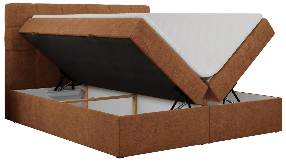 BOXBETT ERNI 120/200 - Orange Strukture - H3 - Orange, Holz/Textil (120/200cm) - MKS