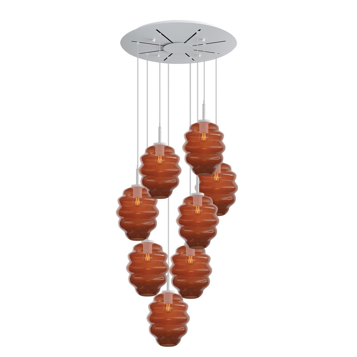 GALERIELEUCHTE Echos 8-flammig Braun Ø 25cm - Braun/Weiß, Glas (25/25/28cm) - s.luce