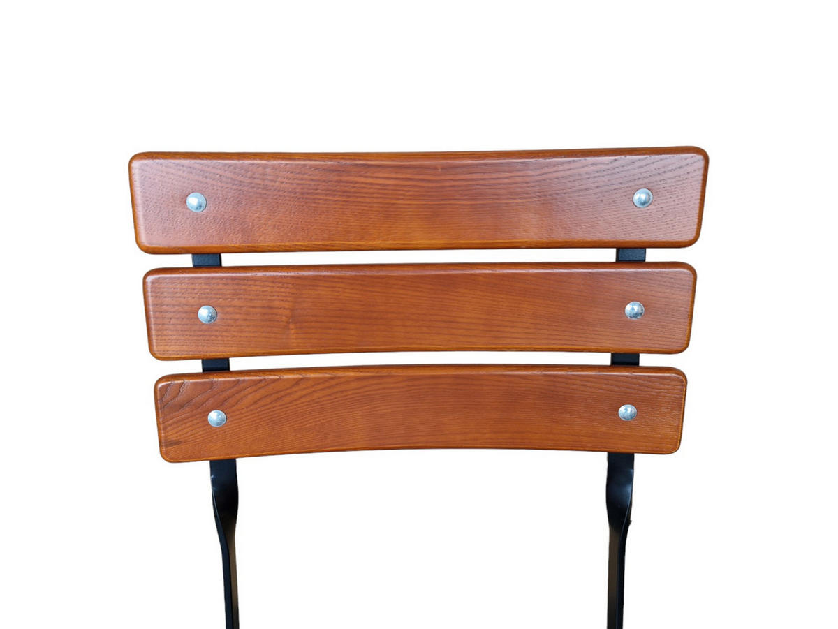 BIERGARTENSTUHL BERGWIESE 1-Sitzer 89x40x42cm Eschenholz Schwarz/Braun - Braun, Holz (40/89/42cm) - CHEFGASTRO