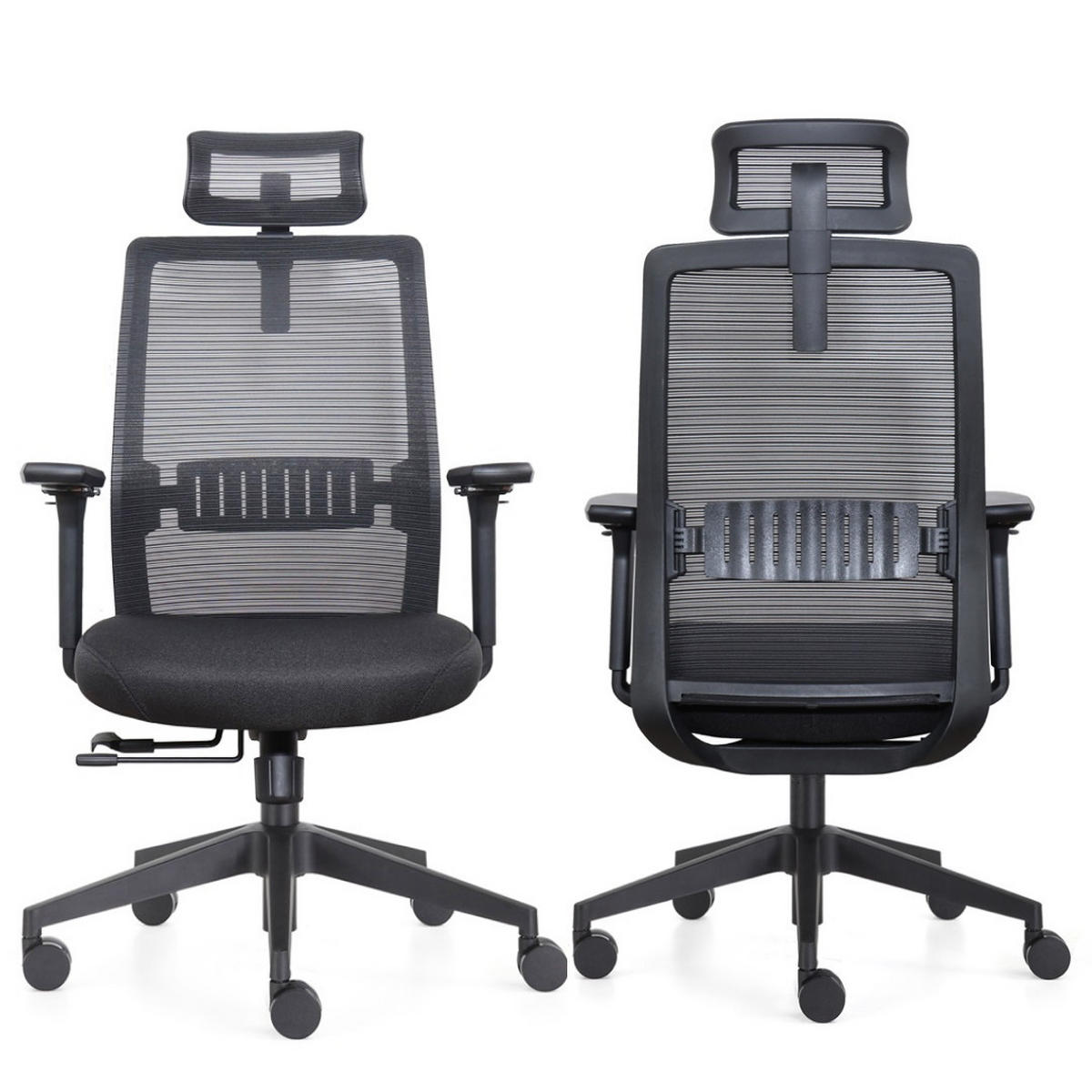 BÜROSTUHL Napoli Deluxe 4D - NEN-EN 1335 - Schwarz - Schwarz, Textil (70/118/62cm) - Sedero