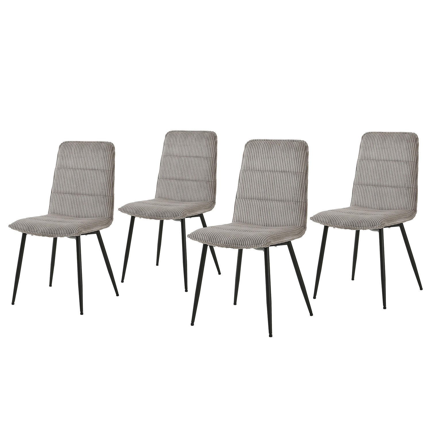 POLSTERSTUHL - 4er-Set - Cord / Eisen - Schwarz/Cappuccino, Textil/Metall (47/91/60cm) - home24