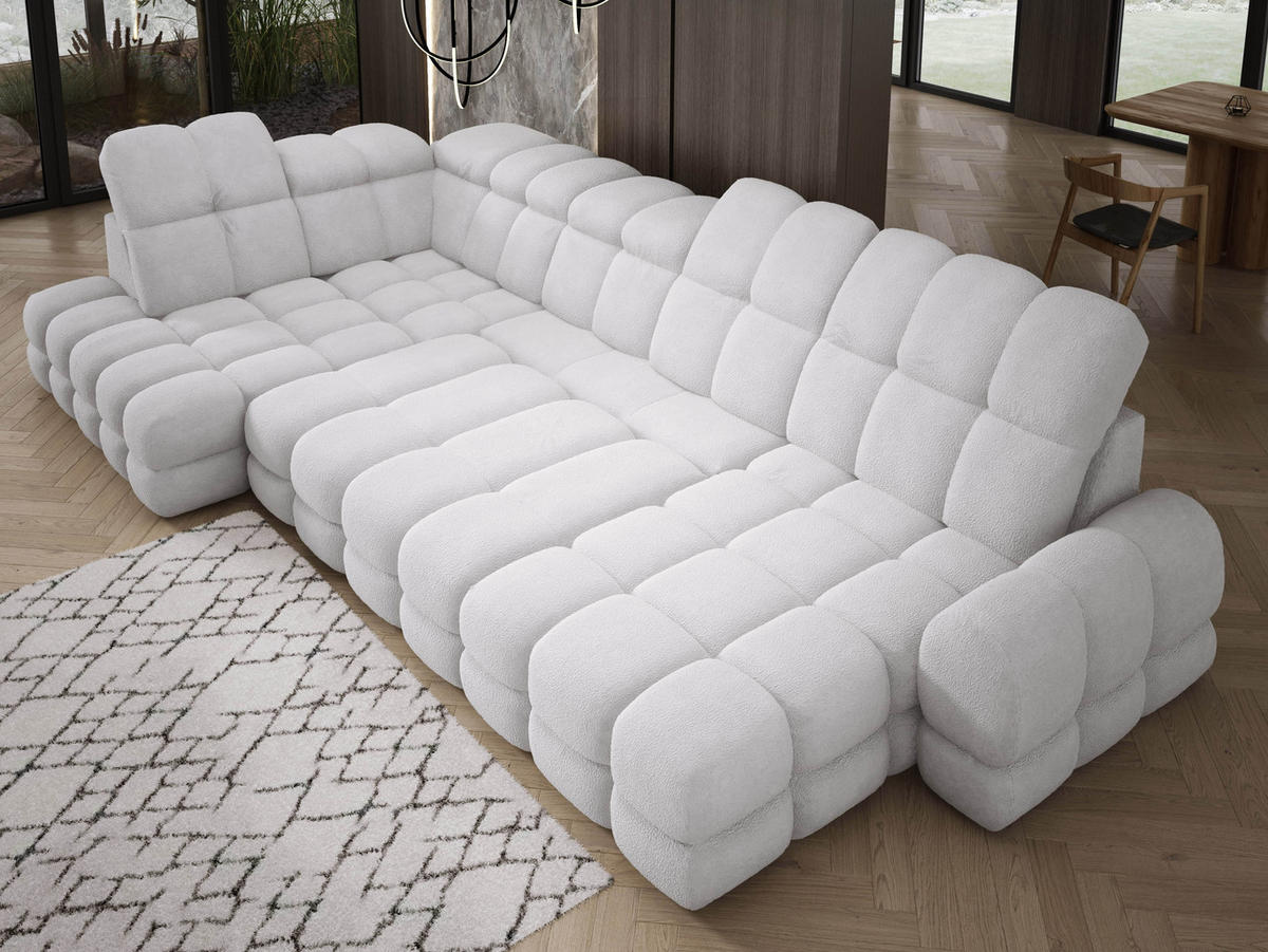 ECKSOFA TOLLO Anthology-stoff U-form 400x217x105 cm silber - Weiß, Holz/Textil (400/217cm) - DomoHome