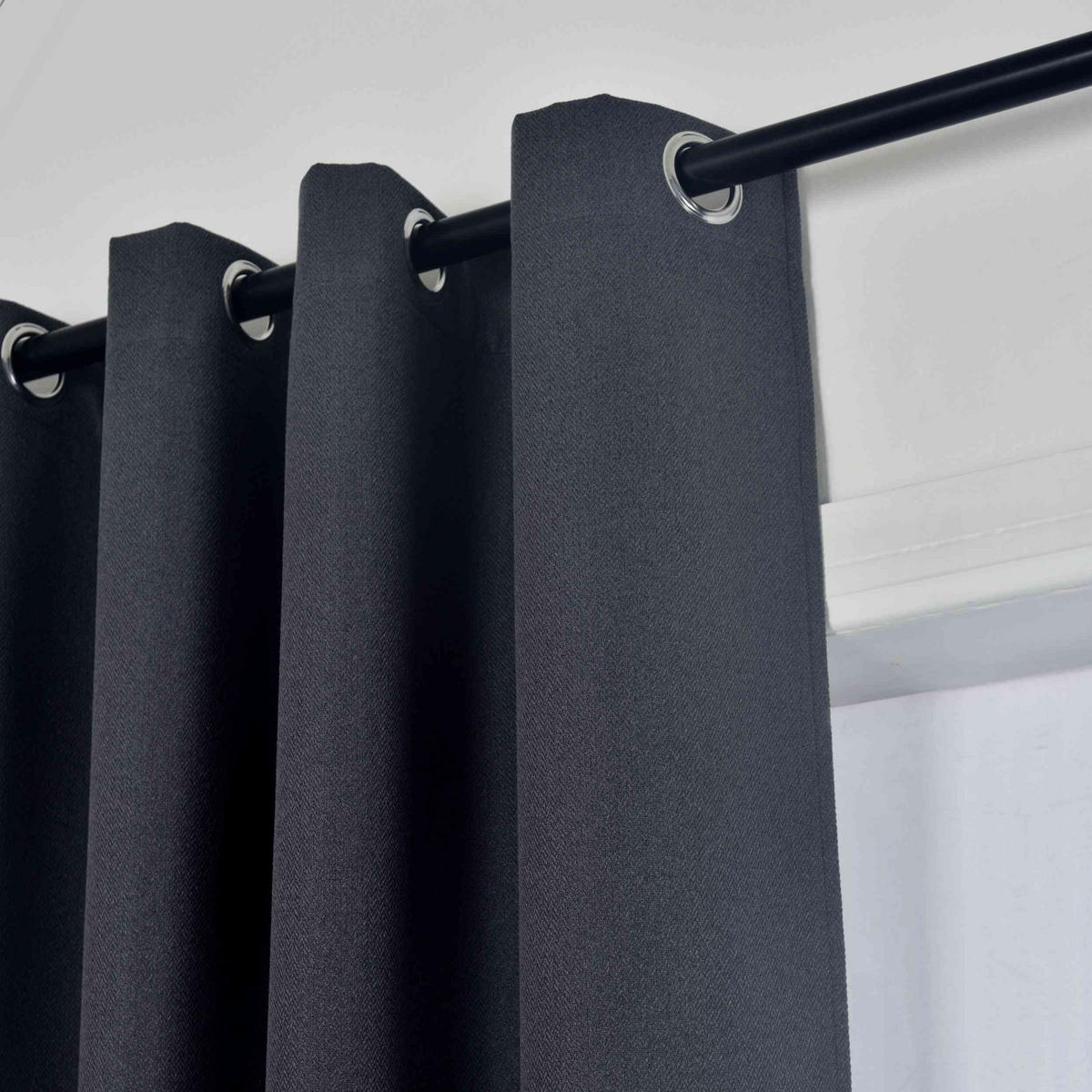 VORHANG 2ER SET »München Dark« HxB 245x145 cm Dunkelgrau - Dunkelgrau, Textil (145/245cm) - Gardinenbox