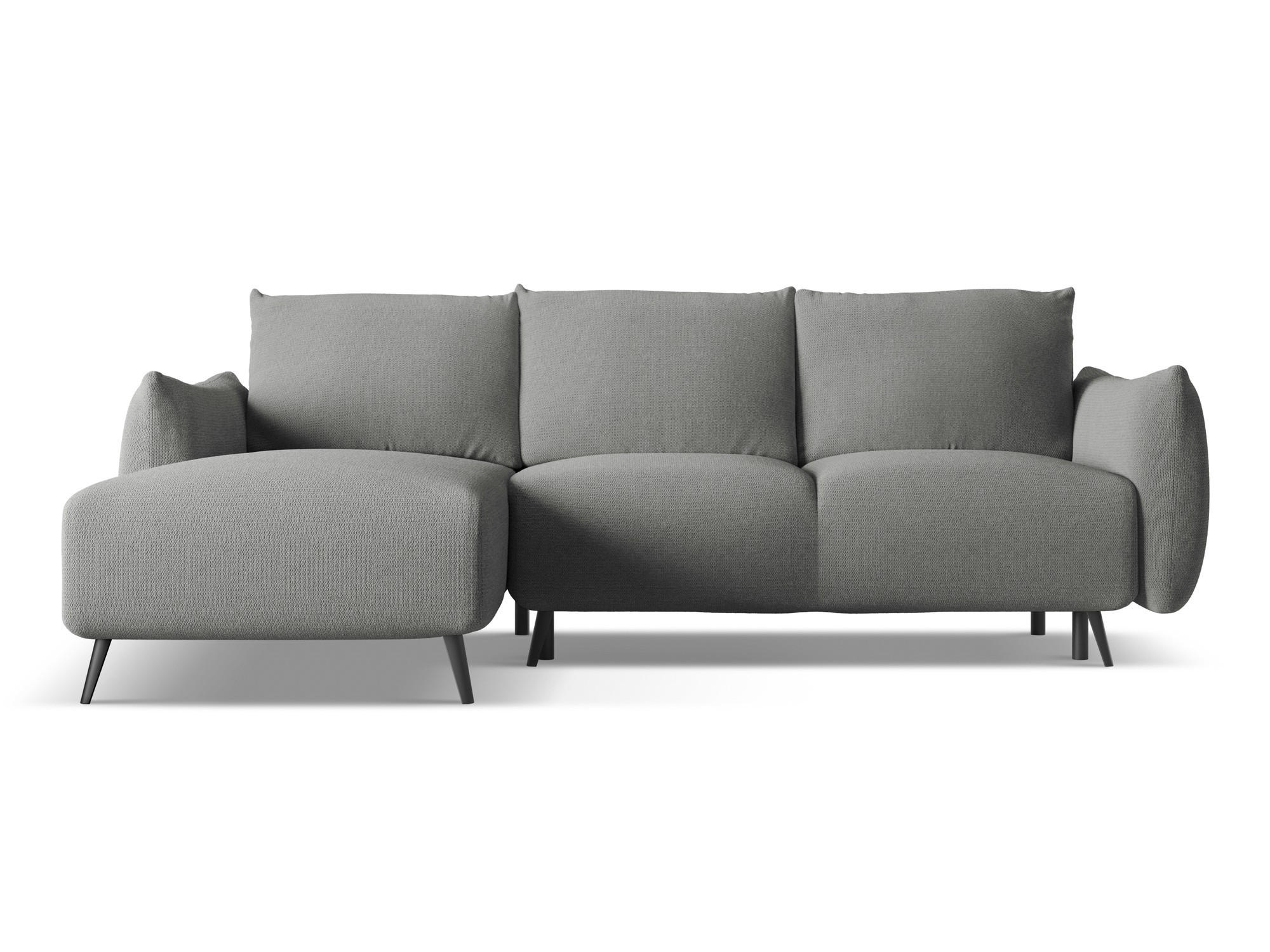 ECKSOFA mit Schlaffunktion Chenille Stoff Grau - Schieferfarben/Schwarz, Textil/Metall (162/242cm) - Makamii