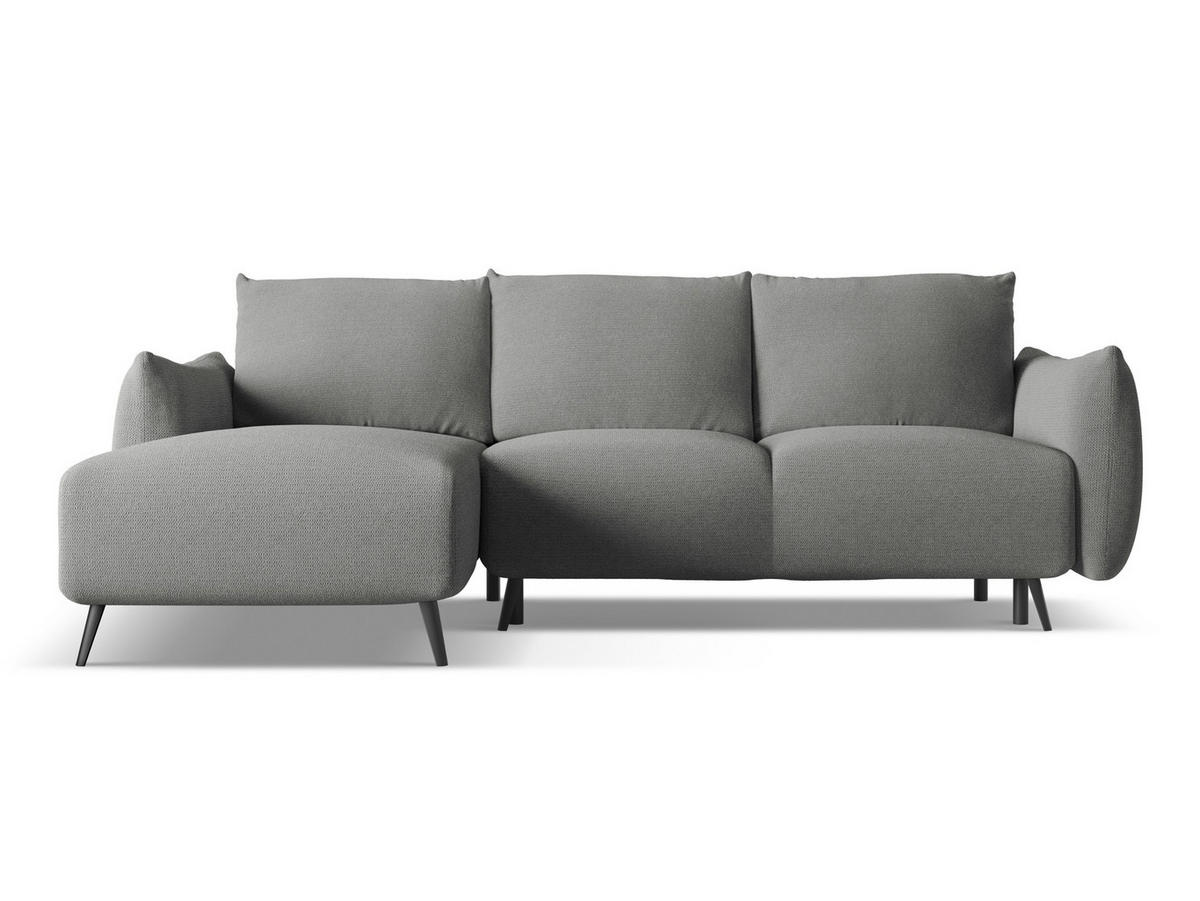 ECKSOFA mit Schlaffunktion Chenille Stoff Grau - Schieferfarben/Schwarz, Textil/Metall (162/242cm) - Makamii