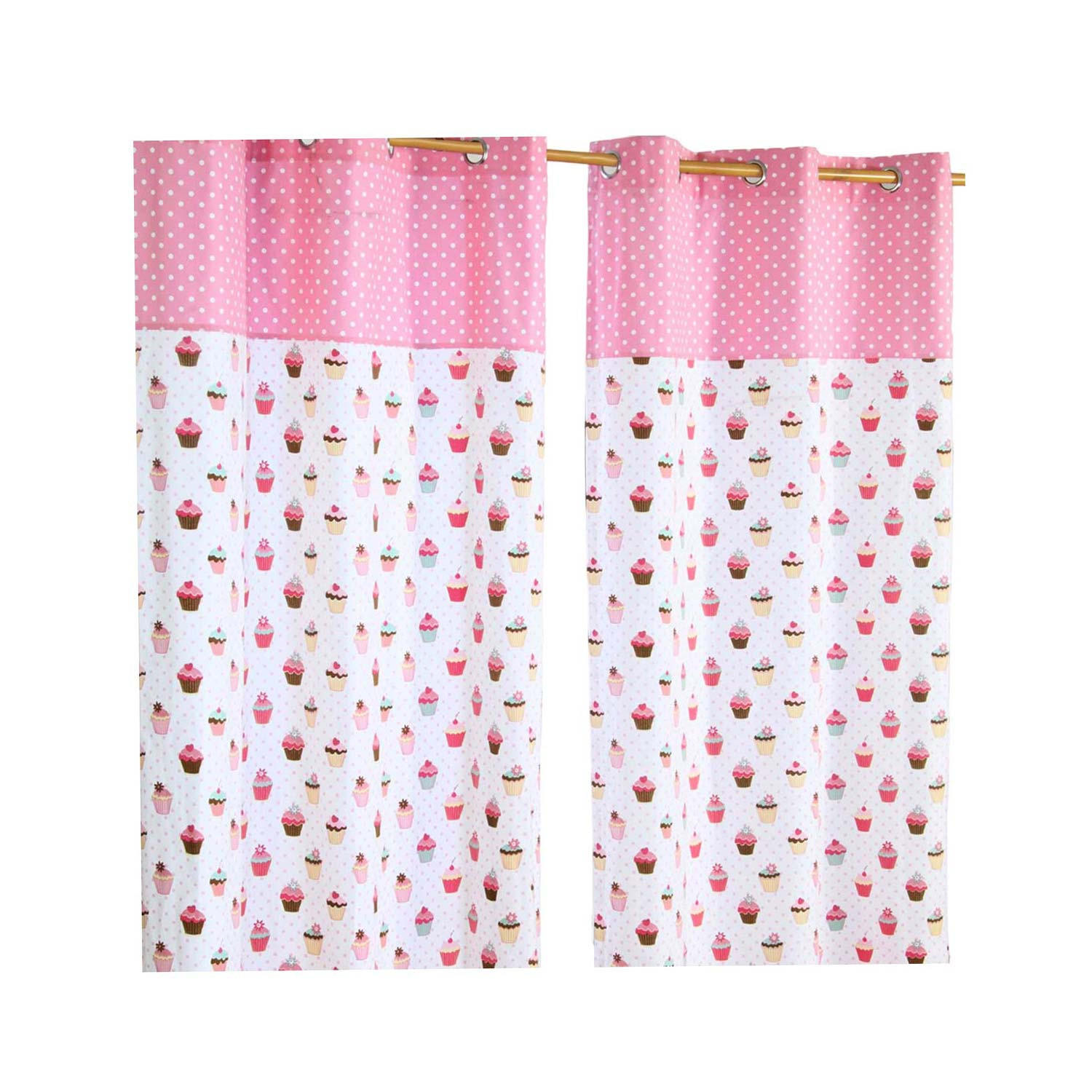 ÖSENVORHANG Cupcakes blickdicht 2er-Set, 137/182 cm - Rosa, Textil (137/182cm) - Homescapes