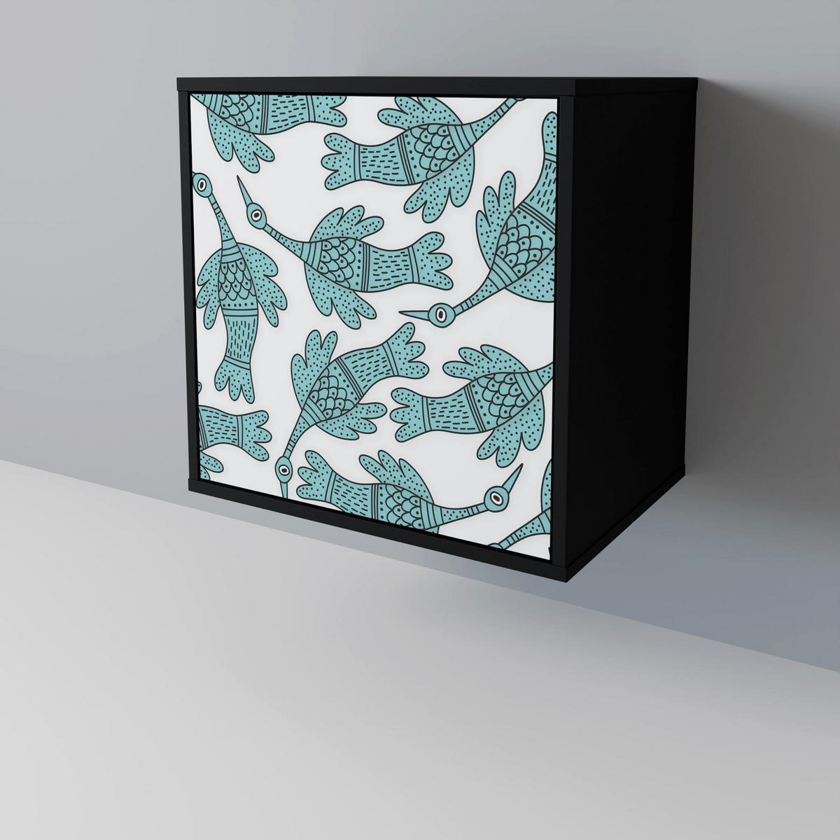 SIDEBOARD WATERSPOUT SONGIBIRD, Schwarz, 57,5x42x72,5 cm, Schwarze Metallfüße - Multicolor/Schwarz, Holzwerkstoff/Metall (57.5/72.5/42cm) - SpaceRebels