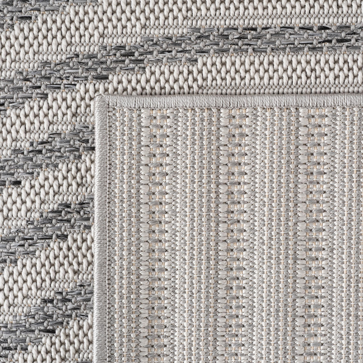 TEPPICH Outdoor Flachgewebe Boho Muster Polypropylen Balkon Grau Rechteckig 160x230 - Grau, Textil (160/230cm) - KADIMA DESIGN