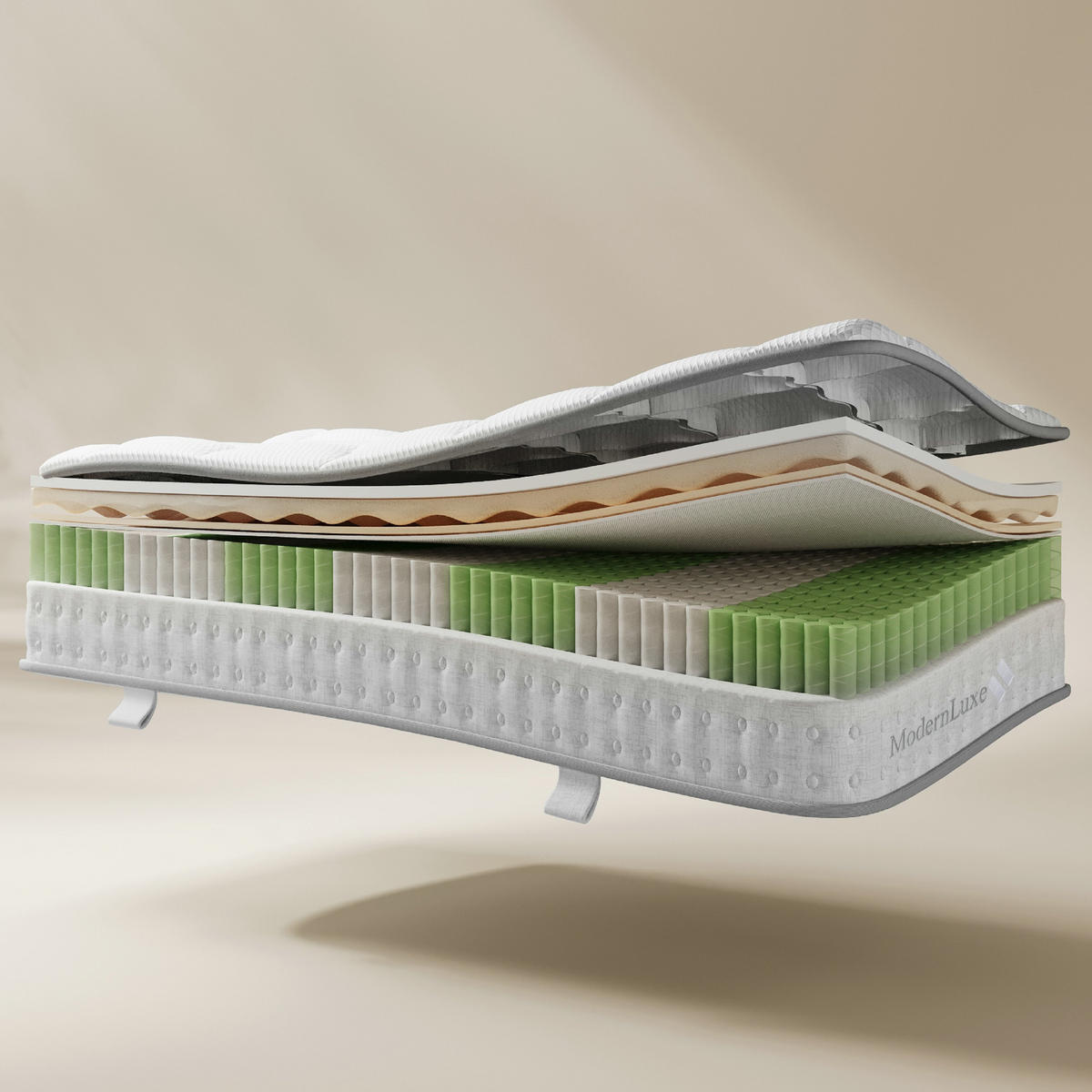 TASCHENFEDERKERNMATRATZE 140/200 cm H3, 15 cm hoch, 7 Zonen, mit Kaltschaumauflage - Weiß, Textil (140/200cm)