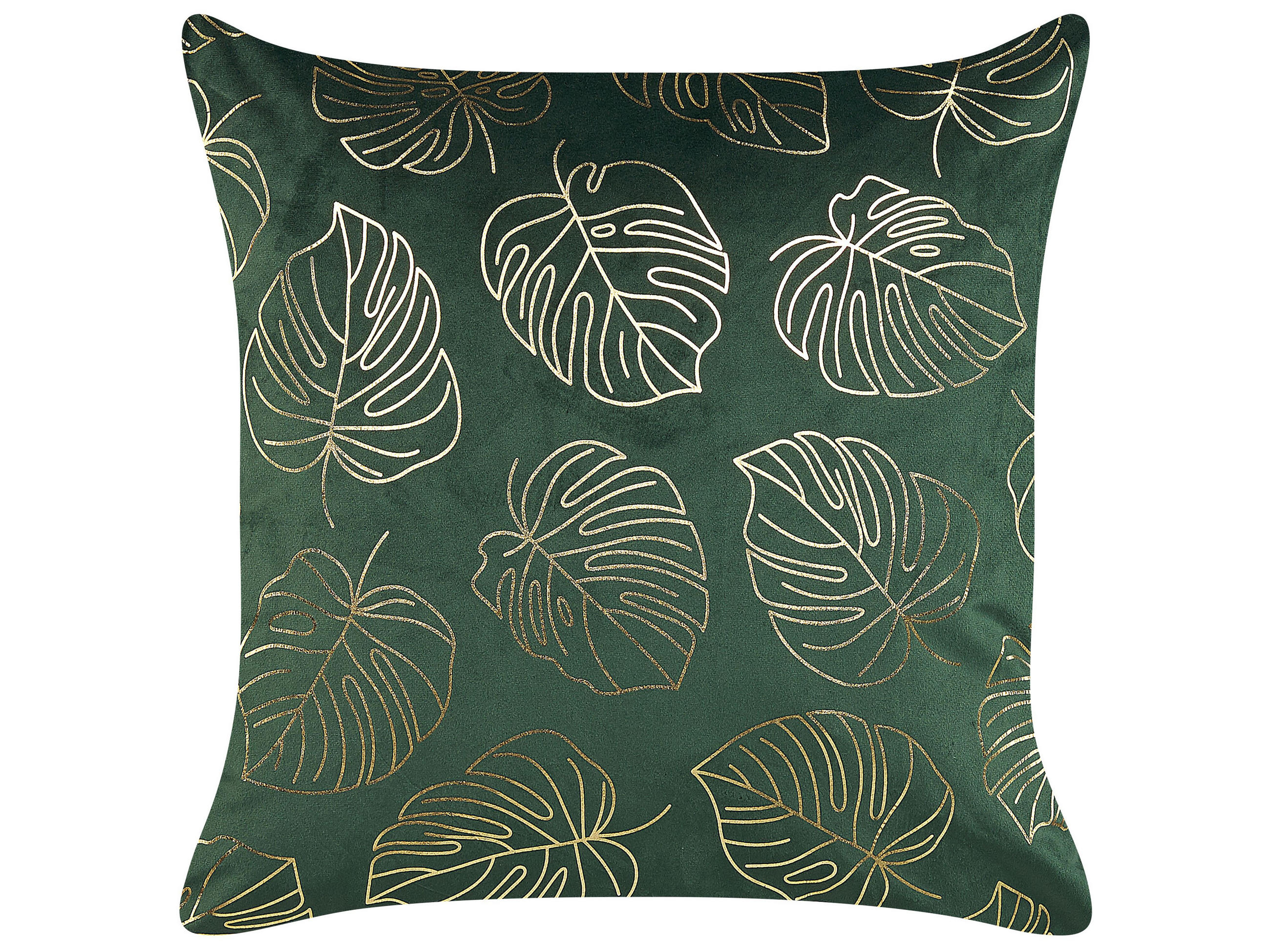 DEKOKISSEN 2er-Set Dunkelgrün 45/45 cm Monstera - Dunkelgrün, Textil (45/45cm) - Beliani