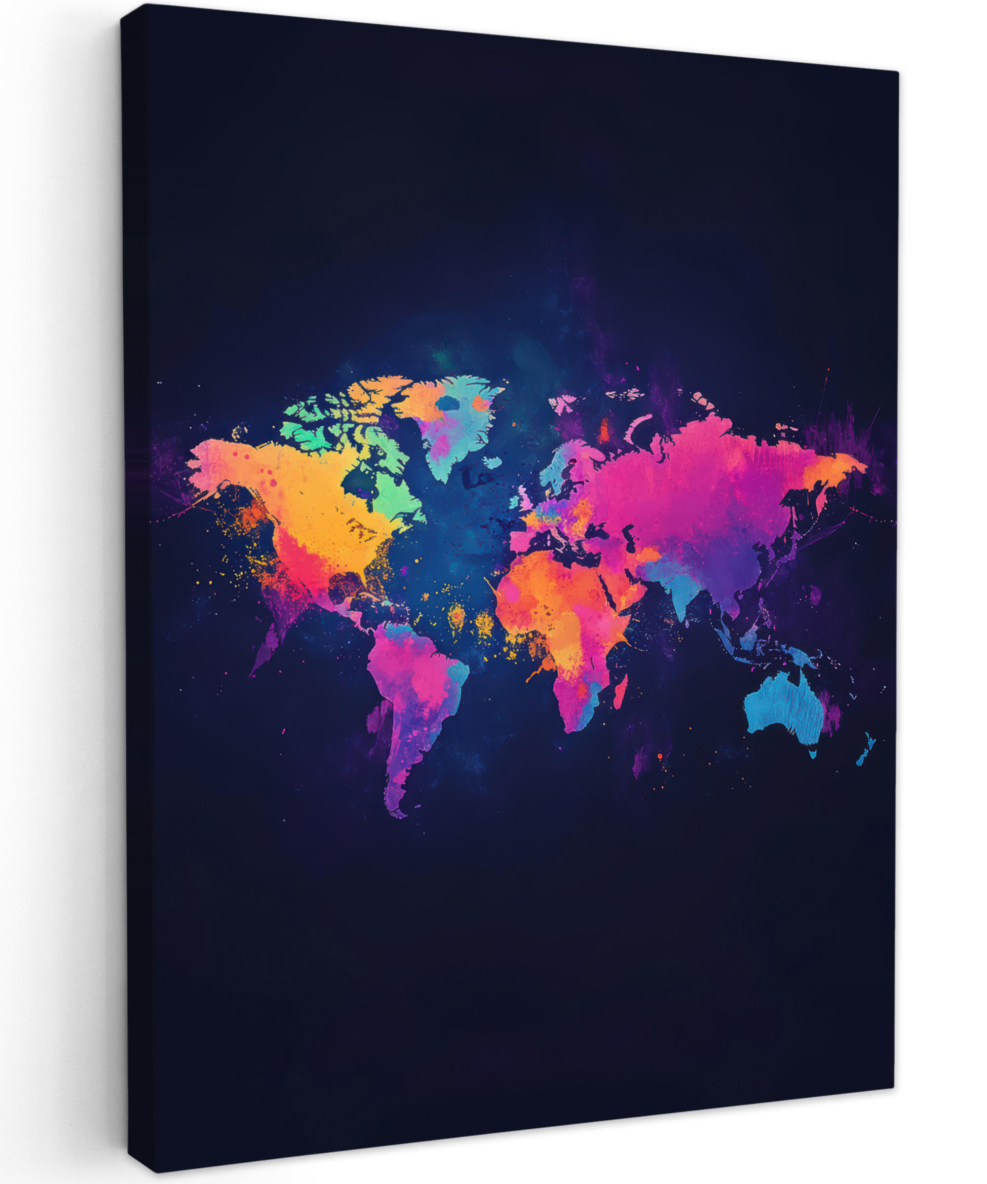 LEINWANDBILD Weltkarte - Bunt - Graffiti 60x80 cm - Multicolor, Textil (60/80cm) - MuchoWow