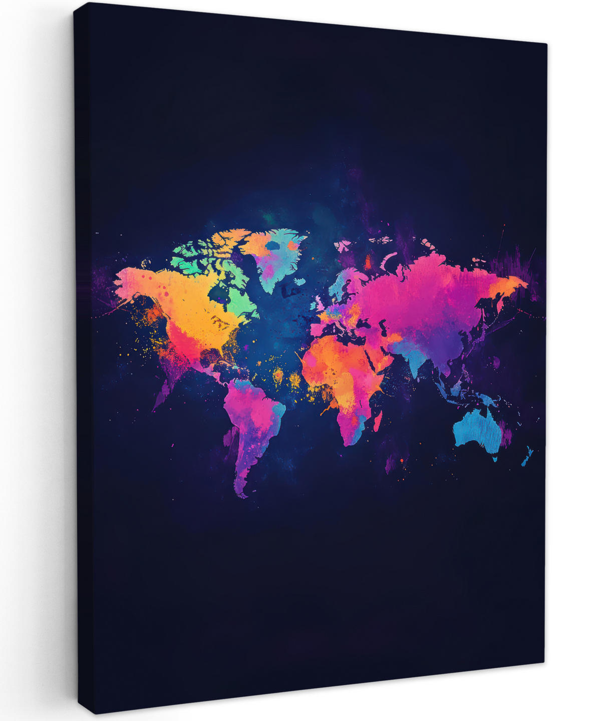 LEINWANDBILD Weltkarte - Bunt - Graffiti 60x80 cm - Multicolor, Textil (60/80cm) - MuchoWow