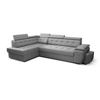 ECKSOFA KONGO RBN15, Eckcouch in L-Form mit Schlaffunktion, Farbe: Grau, Velourstoff, Ottomane Links - Grau, Textil (277/180cm) - O-Sofa
